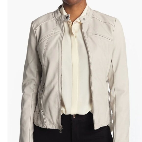 GUESS  Stone Faux Leather‎ Racer Jacket Large - Picture 4 of 14